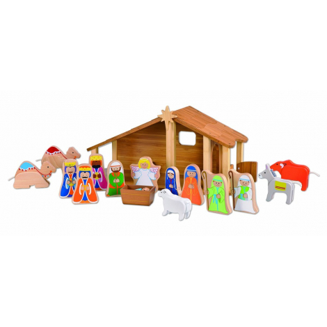 Crèche de Noël en bambou avec figurines à partir de 3 ans * Crèche de Noël en bambou avec figurines à partir de 3 ans *