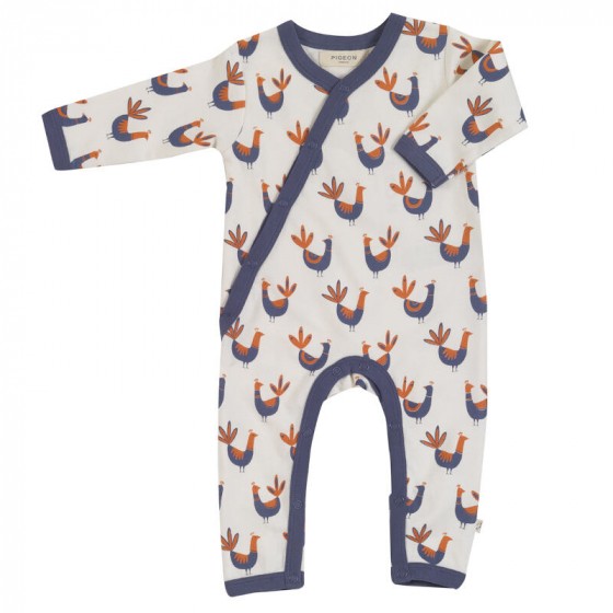 Pyjama bébé sans pieds - paons bleu Pyjama bébé sans pieds - paons bleu
