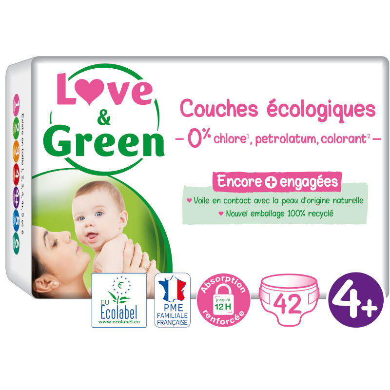 Love & Green - Couches / langes écologiques Maxi+ T4+ 9-20kg - Sebio