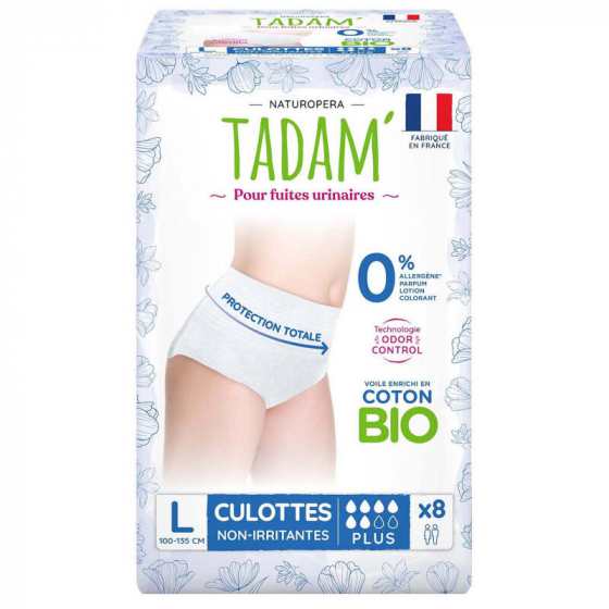 Tadam 8 culottes jetables pour fuites urinaires - Plus - Taille L