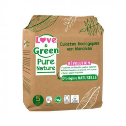 Love & Green - Couches Culottes Saines et Ecologiques Taille 6 (+16 kg)  Pack 1 Mois (64 culottes) - Absorbante, anti-fuites et sans ingrédients