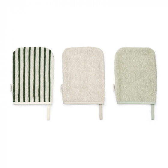 Set de 3 gants de toilette Sylvester - Y & D Garden green & Creme de la creme multi mi