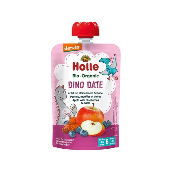 Dino Date - Gourde pomme, myrtilles et dattes - 100g - Holle
