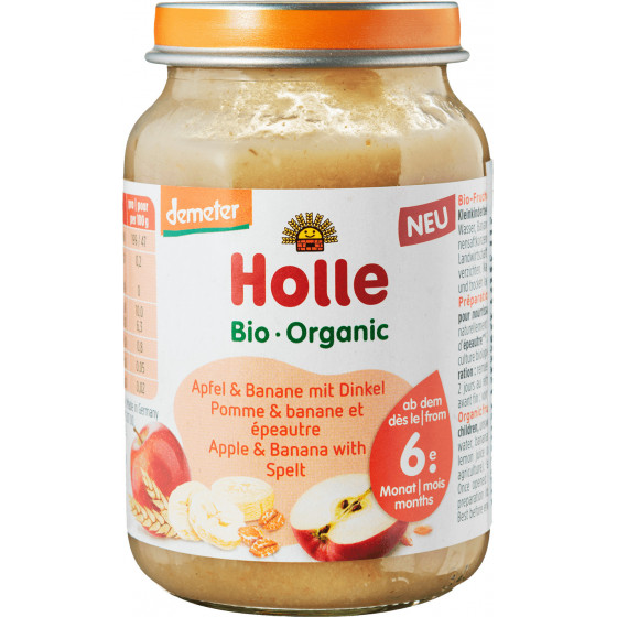 Petit pot bébé - Pomme & banane et épeautre - 190g - Holle