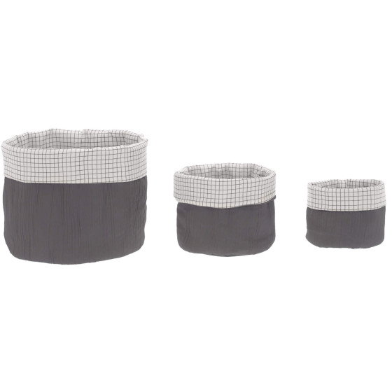 Set de 3 paniers en mousseline - Anthracite