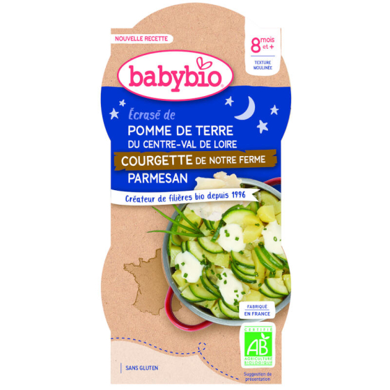 Bol Bonne Nuit Pomme de terre Courgette Parmesan 2x200g - BABYBIO