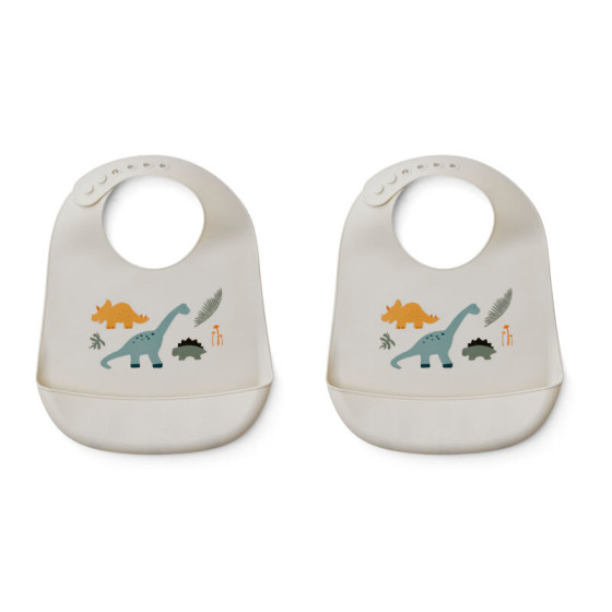 Set de 2 bavoirs en silicone Tilda - Dino mix