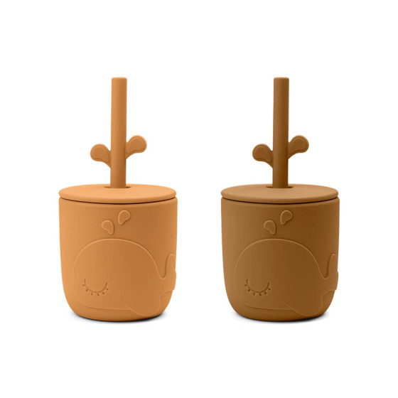 Tasse avec paille Peekaboo - 2-pack - Wally Mustard