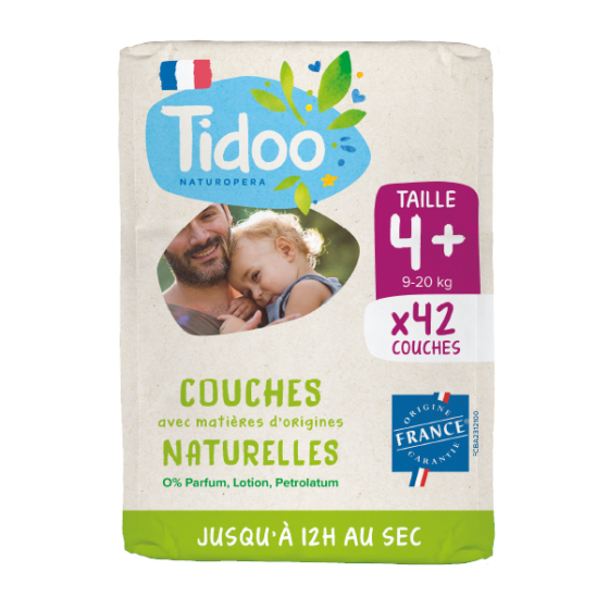  Couches naturelles Taille 4+ (9-20kg) 42 pcs - Tidoo 