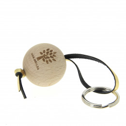 Porte-clés en bois FSC et cuir Sebio Or