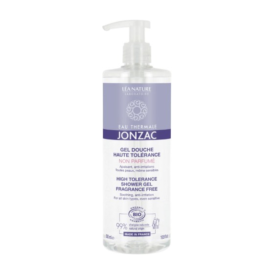 Gel douche non parfumé haute tolérance BIO 500 ml - Jonzac Gel douche non parfumé haute tolérance BIO 500 ml - Jonzac
