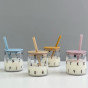Couvercle et paille pour verre Design Letters - Moutarde