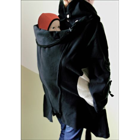 Veste tunique de maternité en laine - Noir / Paloma Grey #