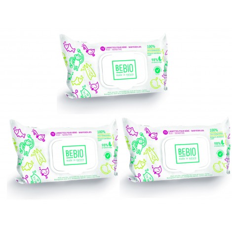 Lingettes écologiques pour bébé 3 packs x 72 lingettes - BEBIO