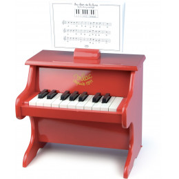 Jouet musical piano rouge en bois - à partir de 3 ans