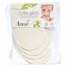 4 mini-gants à démaquiller en coton BIO