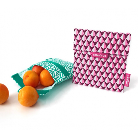 Pochette casse-croûtes lavable et réutilisable Snack'n'Go - Tiles Pink