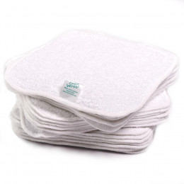 25 lingettes en coton Bio Premium Zéro Twist - Blanc