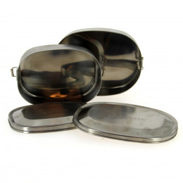 Kit de lunchboxes rectangulaires en inox avec clips Medium + Large