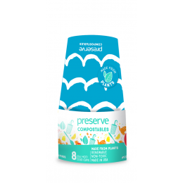Gobelet en carton végétal compostable - 35 cl - Lot de 8 - Bleu