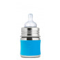 Biberon évolutif en inox - 150 ml - Tétine - Bleu