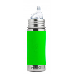 Manchon long en silicone pour biberon évolutif en inox Pura - Vert