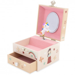Coffret à bijoux musical en bois - Licorne - à partir de 3 ans