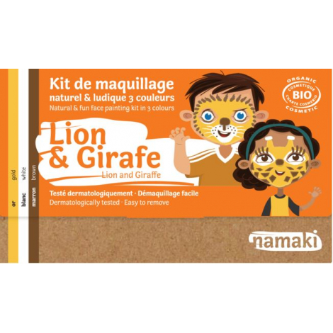 Kit de maquillage Bio 3 couleurs - Lion et girafe - à partir de 3 ans