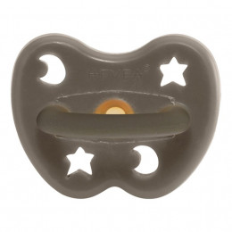 Tétine orthodontique en caoutchouc - Etoiles et lunes - Shitake grey