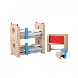 Chambre d'enfants bois coloré maison poupée - à partir de 3 ans 
