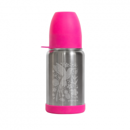 Gourde Sippy Inox - gravure Colibri rose - 350 ml
