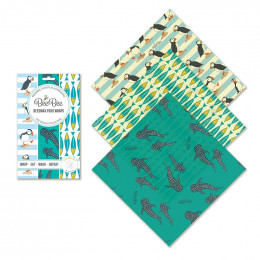 Emballages alimentaires cire d'abeille Trio Cheese collection - Ocean