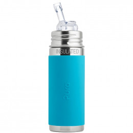 Biberon isotherme évolutif inox 260 ml - Paille - Turquoise
