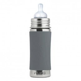 Biberon évolutif en inox - 325 ml - Tétine - Gris