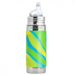 Biberon isotherme évolutif inox 260 ml - Bec de transition - Aqua swirl