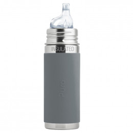 Biberon isotherme évolutif inox 260 ml - Bec de transition - Gris