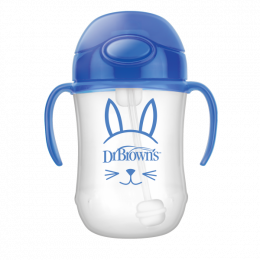 Gobelet avec paille et poignées - 270 ml - Bleu lapin
