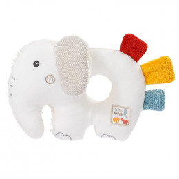 Hochet souple à grelot en coton bio - Eléphant