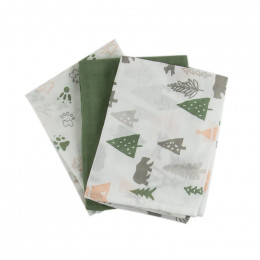 Lot de 3 langes à plier en coton Bio - 70 x 70 cm - Camping day