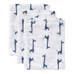 Set de 3 gants de toilette en tétra - Girafe indigo blue