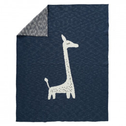 Couverture berceau en tricot Giraf indigo 80 X 100 cm