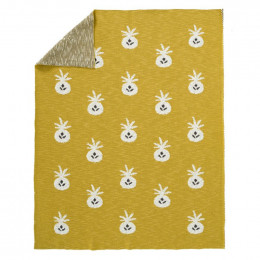 Couverture en tricot Pineapple mustard