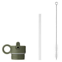 Bouchon avec paille et brosse pour gourde Anker - Faune green