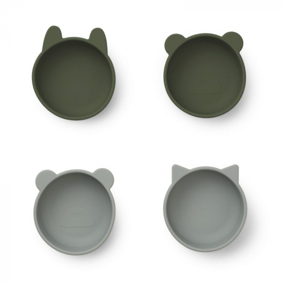 Set de 4 bols en silicone Iggy - Hunter green mix