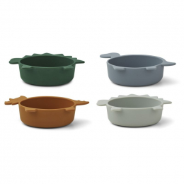 Set de 4 bols en silicone Iggy - Dino blue multi mix