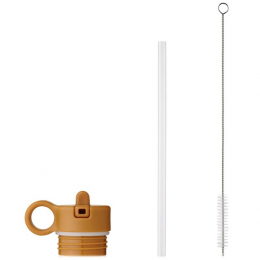 Bouchon avec paille et brosse pour gourde Neo - Mustard
