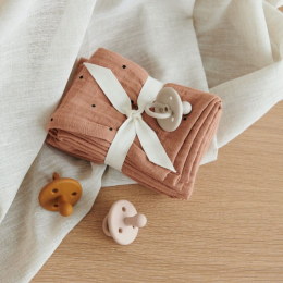 Set de 2 langes tétra Lewis - Classic dot tuscany rose