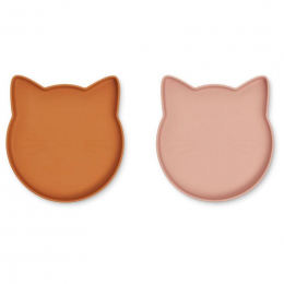 Set de 2 assiettes Marty - Cat mustard & dark rose mix