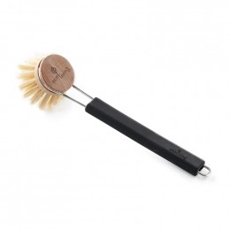 Brosse à vaisselle manche en silicone - Tête remplaçable - Noir