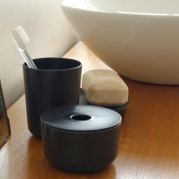 Verre en bambou pour brosse à dents - Noir